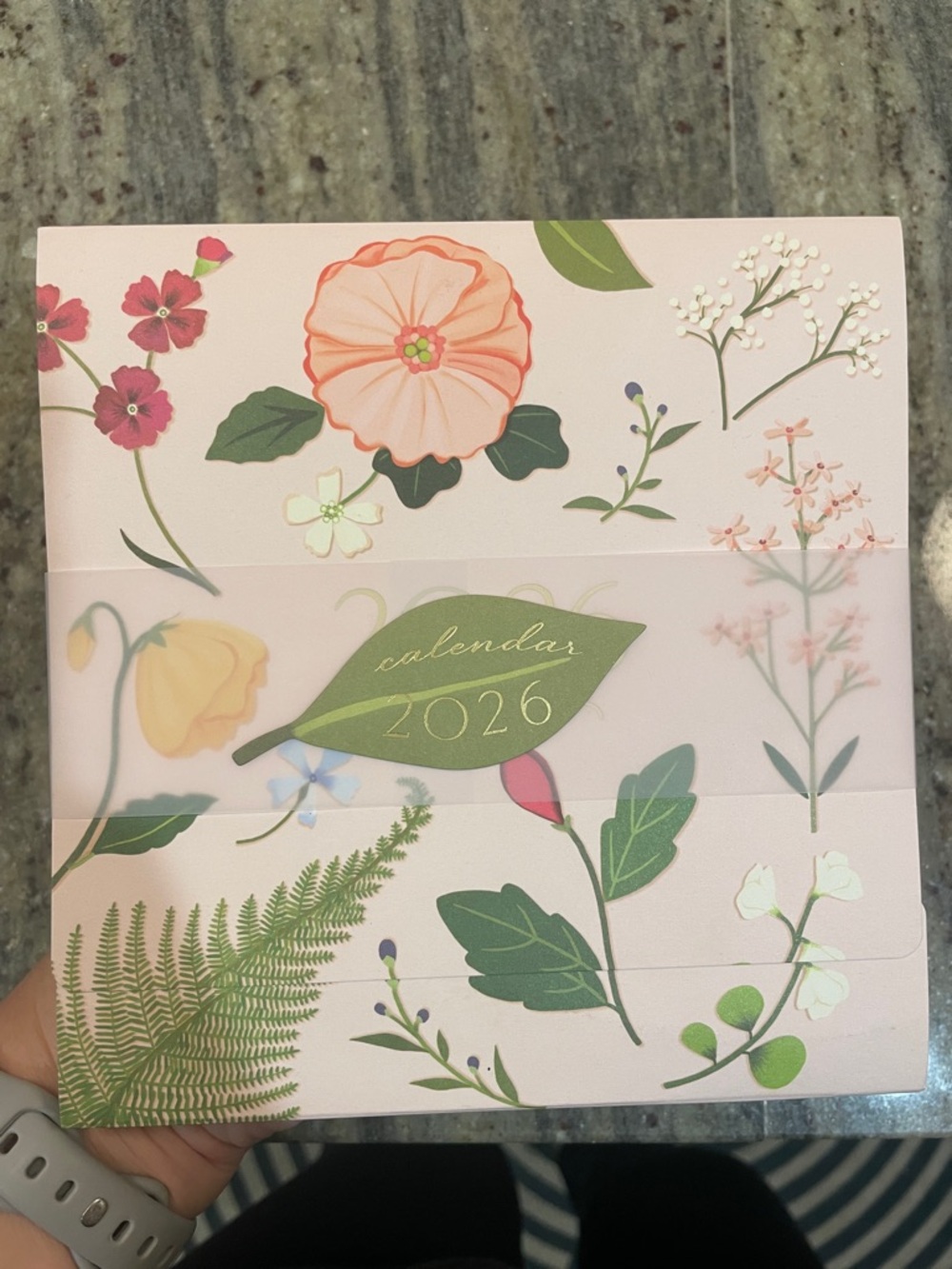 2026 Floral Leaf Desk Calendar Refills - Pink & Green - Picture 3 of 4